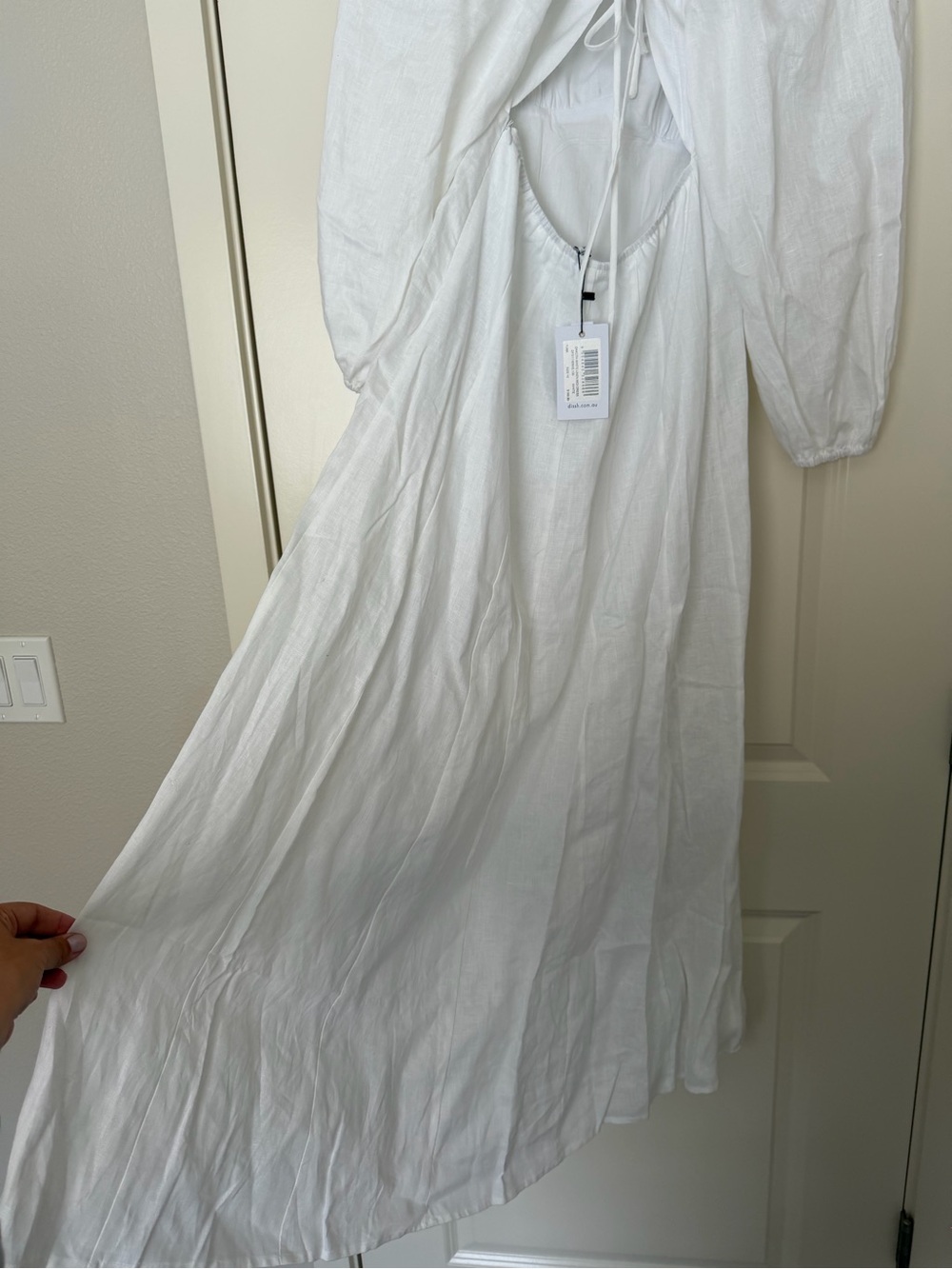 DISSH White Long Sleeve Maxi Dress with Tie Back - Picture 8 of 8